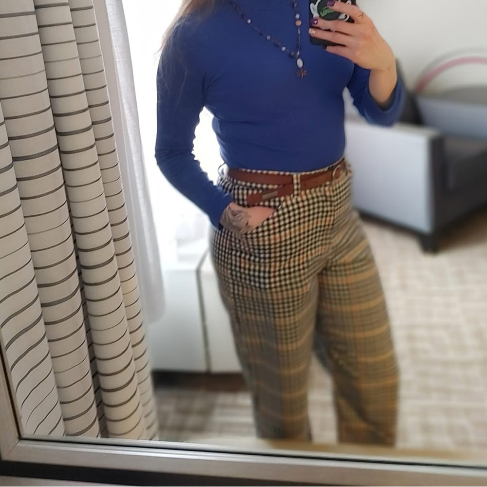 Brixton High Waist Checked Trousers